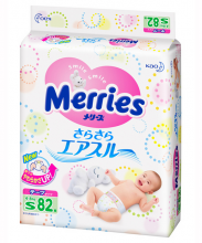 Подгузники Merries S (4-8 кг), 82 шт