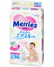 Подгузники Merries L (9-14 кг), 54 шт